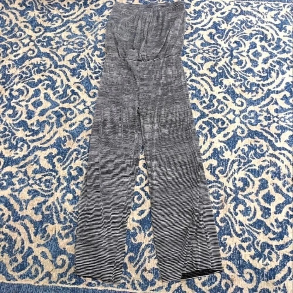Cynthia Rowley grey black small stipes sleeveless tube lightweight jumpsuit L